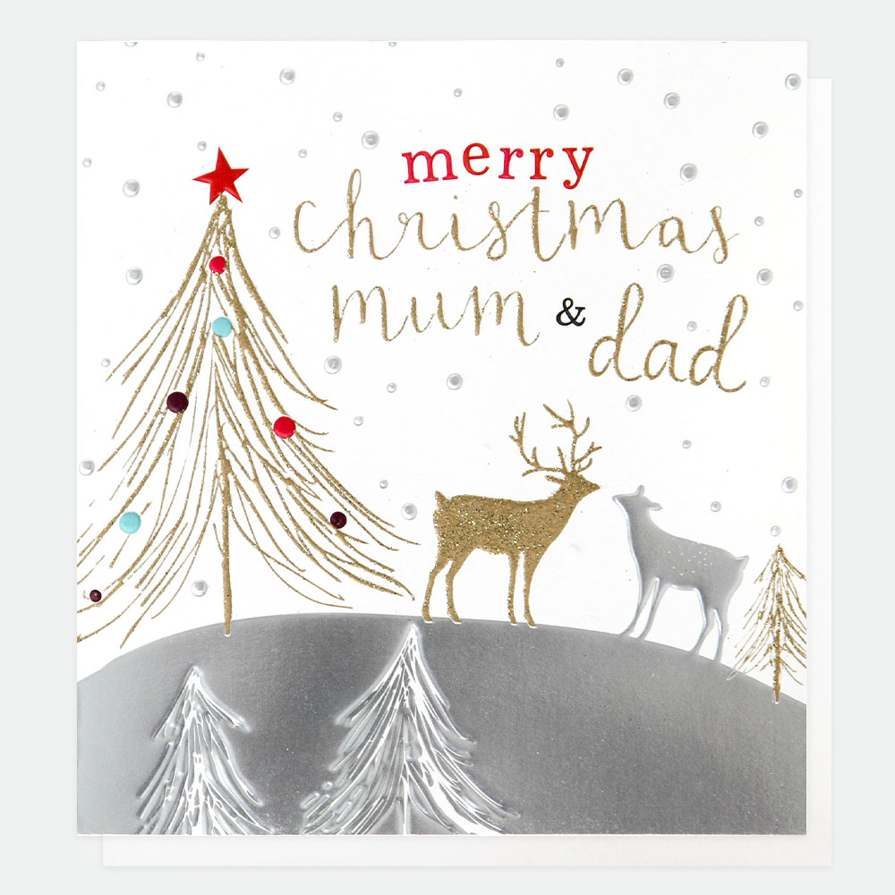 Merry Christmas Mum and Dad Card By Caroline Gardner